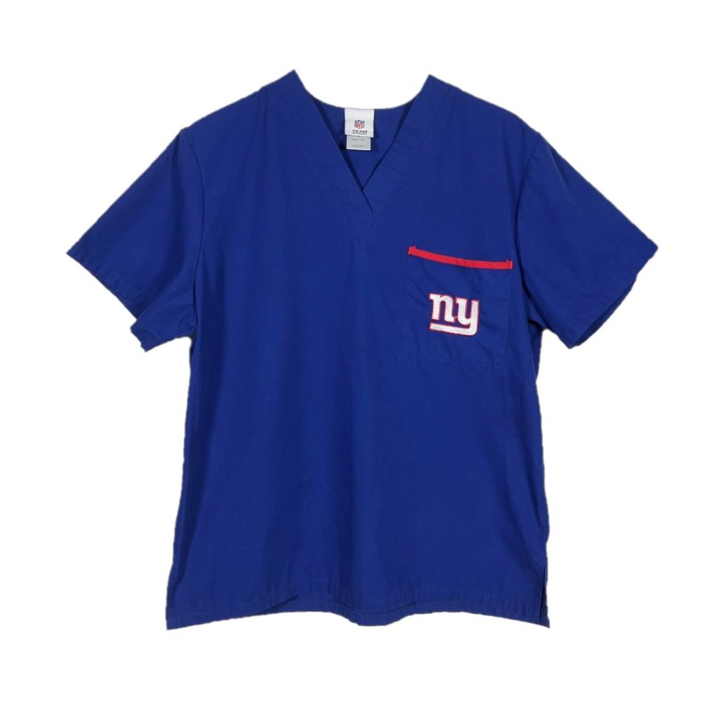 NFL Team Apparel New York Giants Embroidered Logo Unisex Scrub Top Size Small